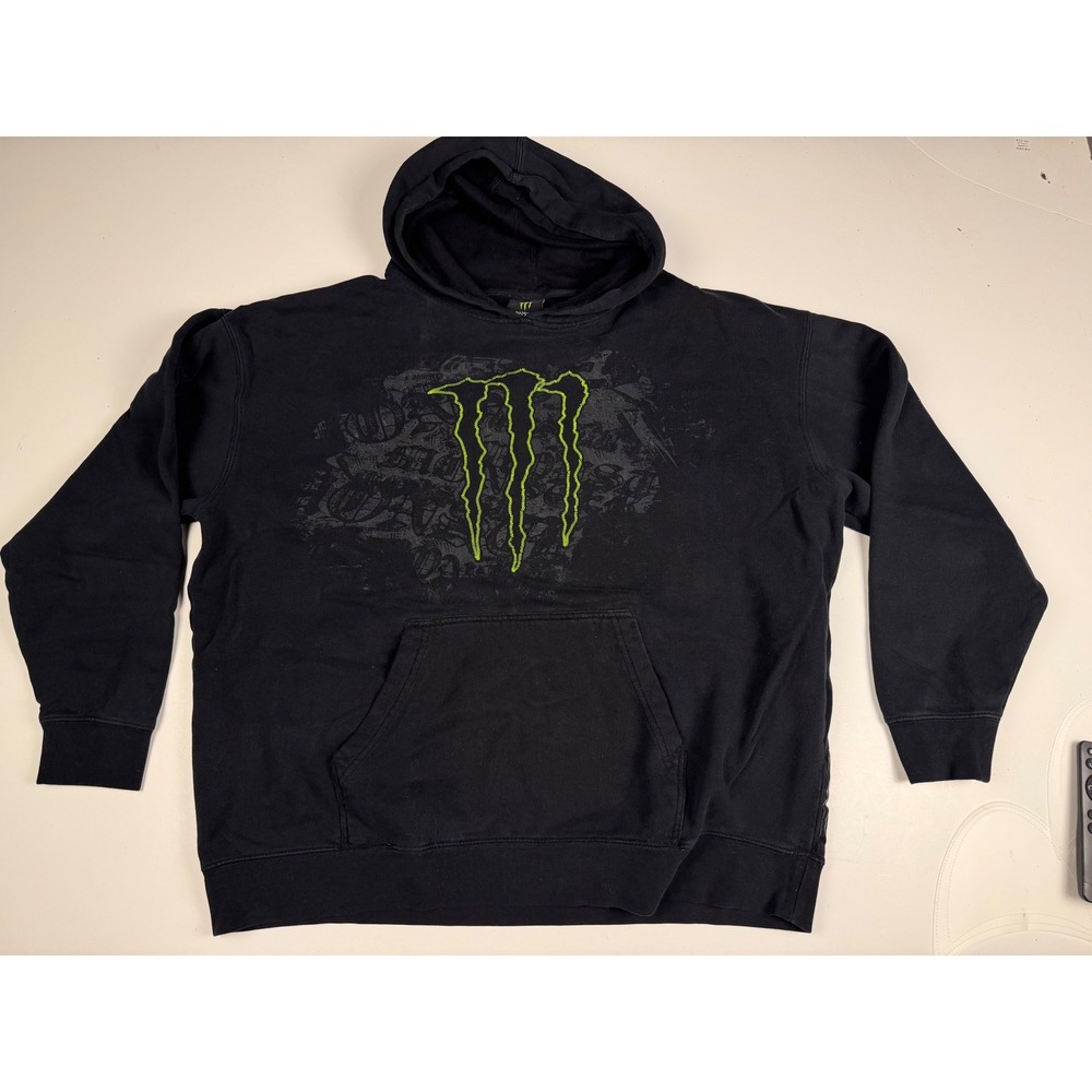 Monster Energy Hoodie Mens XXL Black Green Claw Logo Pullover Graphic Sweatshirt